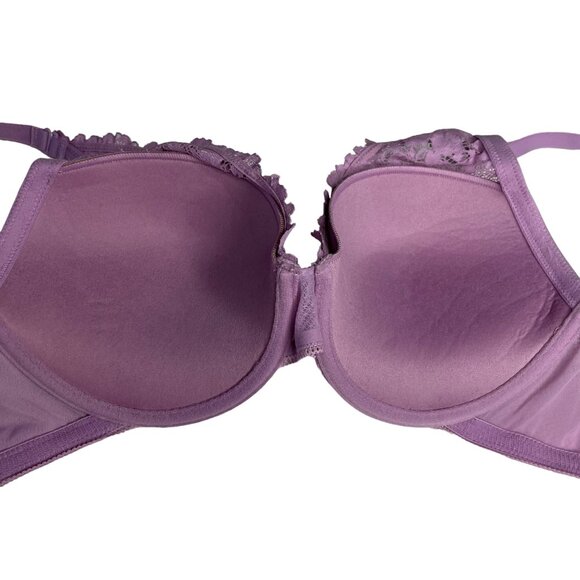Auden Plunge Coverage Push-Up Bra Padded Lace Lilac Purple Size 34D - Picture 4 of 9